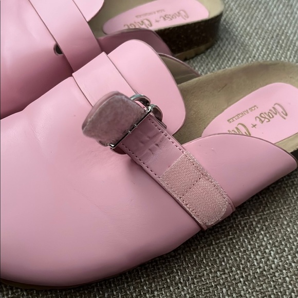 Chase + Chloe Pink Slip-On Mules with Silver Buckle - Picture 9 of 10